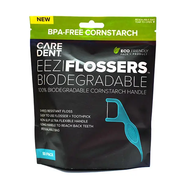 CareDent Eeziflossers Biodegradable Cornstarch Handle - 50 pc