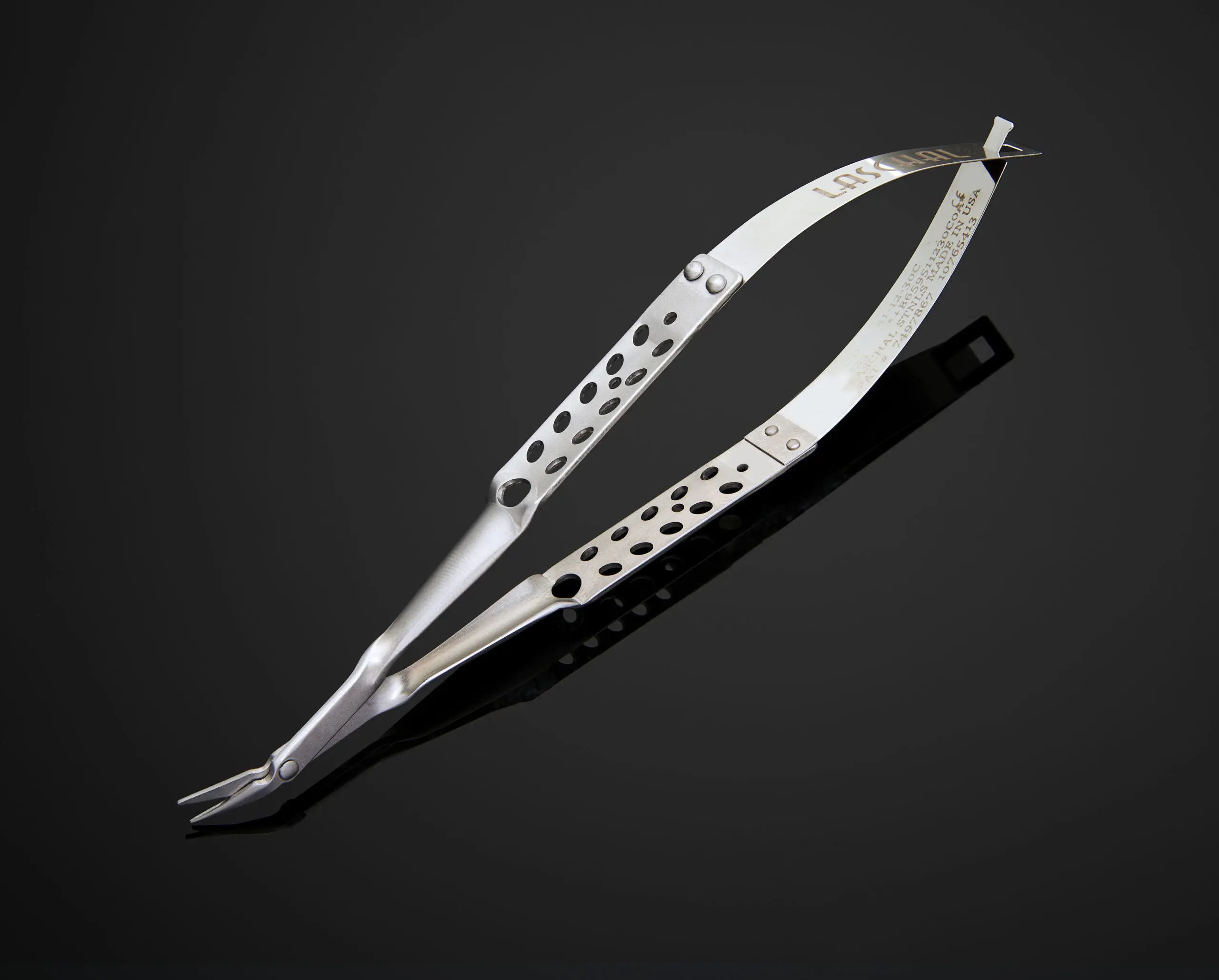 51_12_30C_1 Laschal Universal Periodontal Scissors Castroviejo Flat Handle Curved - Image 1