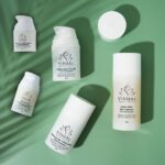5 products on green background